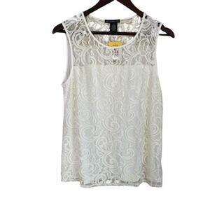 Adrianna Papell Ivory Laced Sleeveless Top - Medium - NWT
